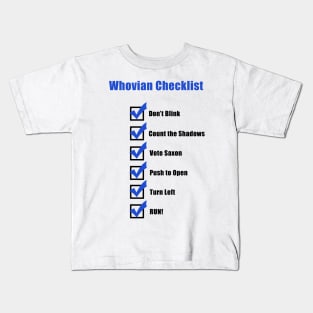 Whovian Checklist Kids T-Shirt